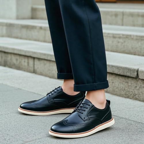 Mens Dress Sneakers, Mens Comfortable Dress Shoes, Business Casual Non Slip Elegant Brogue Wingtip Soft-Soled Oxfords2