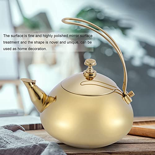 Stainless Steel Tea Kettle, 1.5 Litre Coffee Maker Pot, Whistling Teapot With Removable Handle And Mesh Strainer, For All Stovetops, For Milk Tea, Coffee, Etc (Golden) #TOP3