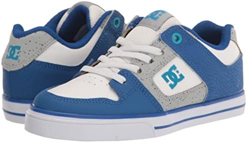 DC Boy's Pure Elastic Low Shoe Skate, White/Grey/Blue, 13 Big Kid | Image 6