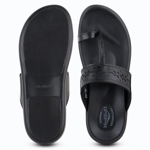 Image of Medifeet Women's Orthopedic Toe-Ring Sandals | Soft Cushioned Slip-On Comfort Slippers | Anti-Skid, Arch Support
