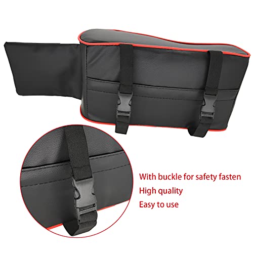 KIE Car Center Console Armrest Soft Pad,Car Armrest Cushion,Car Center Console Armrest Pillow,Memory Foam Car Armrest Cushion with Phone Holder Storage Bag for Most Vehicle, SUV, Truck, Car(Black)