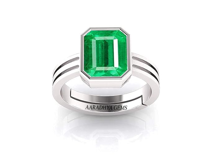 Certified Natural AA++ Quality 15.55 Carat - 16.25 Ratti Zambian Emerald Panna Silver Plated Astrological Purpose Adjustable Ring for Women's and Men's-image-38