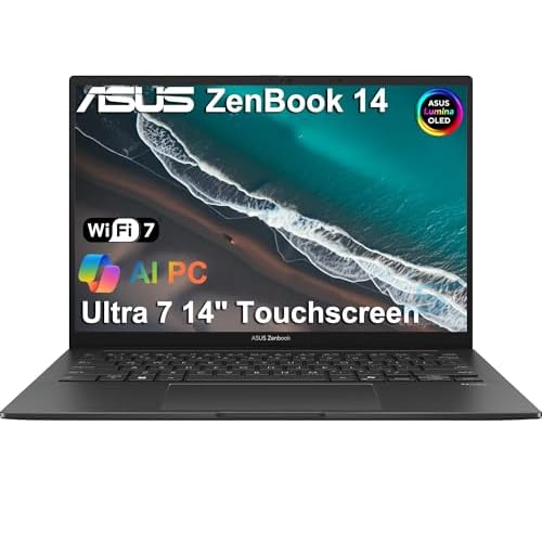 ASUS Zenbook 14 OLED Touchscreen AI PC Laptop,14" FHD+, Intel Core Ultra 7 255H (> i9-13900H), 16GB DDR5 RAM, Backlit, 2x Thunderbolt 4, Wi-Fi 7, IST Computer Customized 512GB/1TB/2TB SSD, Win 11 Pro