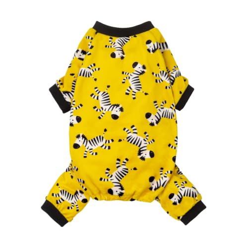 Image of Fitwarm Zebra Dog Fleece Pajamas, Funny Winter Clothes for Small Dogs Boy Girl, Cozy Pet Onesie, Yellow, Black, White, Medium