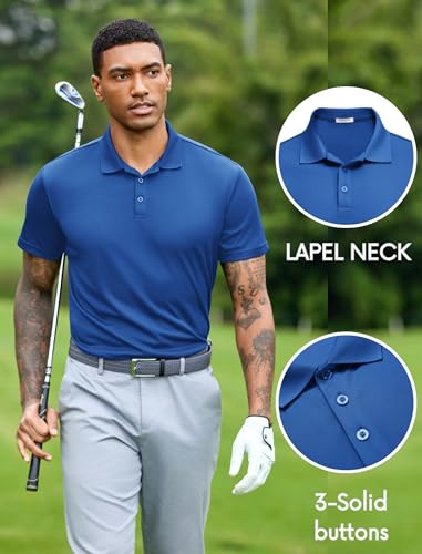 PINSPARK Mens Polo Shirts Short Sleeve Lightweight Moisture Wicking Quick Dry Casual Workout Collared Shirt Plain 3 Pack Set2