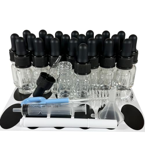 PIPIBA (24個入り) 5mlスポイトボトル ガラス製遮光瓶 アロマオイル瓶 エッセンシャルオイルボトル ピペットボトル ドロッパーボトル 香水瓶 (透明)