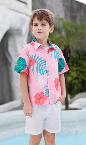 Image of Cromoncent Matching Hawaiian Outfits for Family, Dad and Son Matching Luau Beach Tropical Shirts Mommy Daughter Tropical Sets