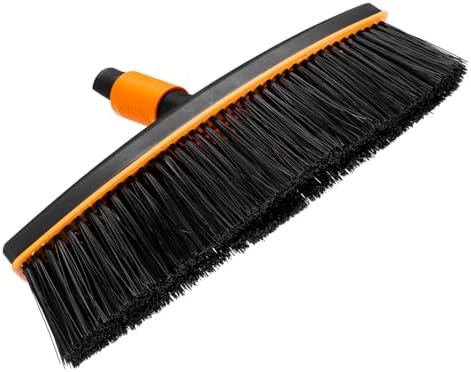 Fiskars Street Broom, Broom Head, Width: 38 cm, Plastic Bristles, Black/Orange, QuikFit, 1001416