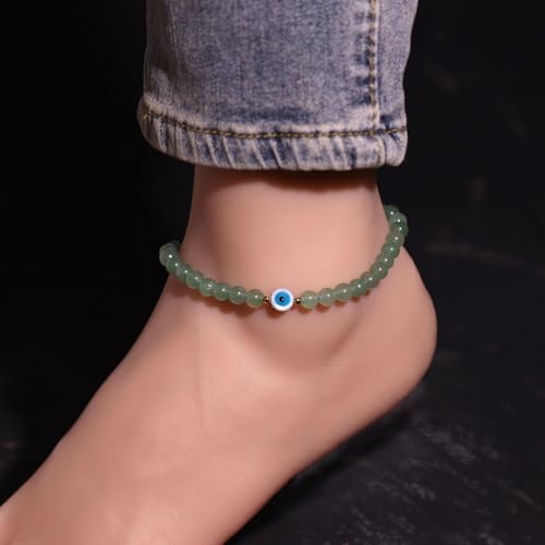 Joyería contra el mal de ojo en tobillera de aventurina verde 4