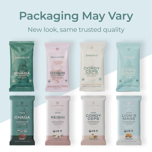 Organic Functional Mushroom Protein Bars | Made In Usa | Full Dose (1500Mg) Lions Mane, Chaga, Reishi & Cordyceps Bars | Vegan Protein Bars, Adaptogens, Superfoods Protein Bars | 12 Bars Variety Box #TOP6