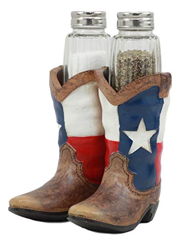 Ebros Western Cowboy Or Cowgirl Texas Flag Boots Salt And Pepper Shakers Set With Decorative Resin D - //coolthings.us