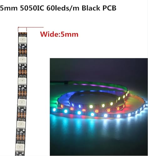 Tira de LED WS2812B RGB 1m 2m 5m 4mm 3535 SMD 60 LEDs/m miniatura 6