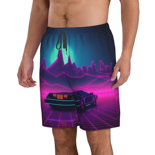Retrowave Pictures Men's Swim Trunks Quick Dry Board Shorts with Pockets Casual Drawstring Beach Shorts2