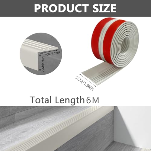 Perfil de borde de escalera autoadhesivo antideslizante PVC 3