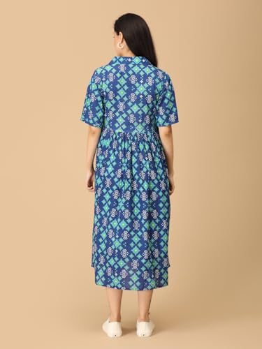 Image of The Mom Store Maternity and Nursing Sleeveless Dress for Women | Casual Dress | Pre and Post Pregnancy Wear | Printed Stylish Dress for New Mom | Trendy Dresses for Women's