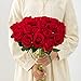 12PCS Artificial Roses Silk Flowers Fake Roses Bouquet Long Stem for Home Wedding Decoration Party (Red)