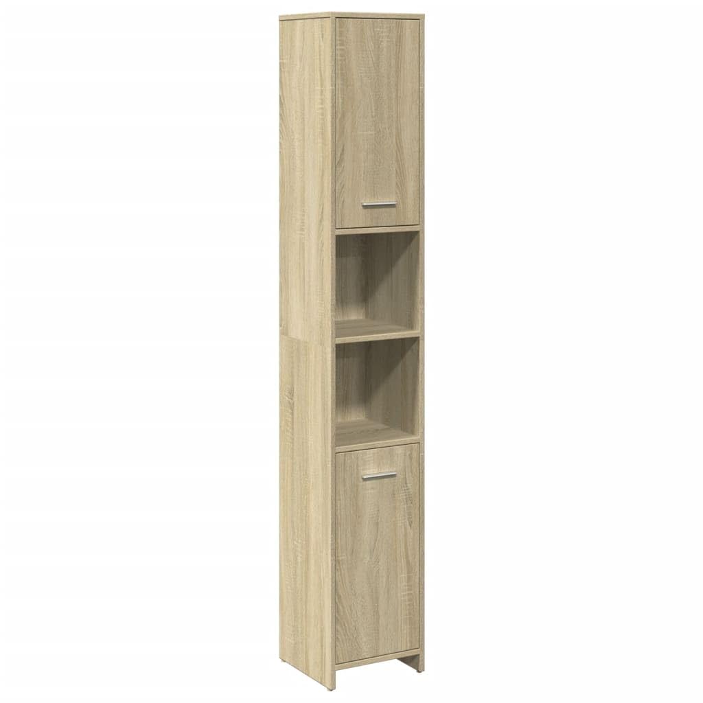 Armario de Baño vidaXL Madera contrachapada Color Roble 30x30x183,5 cm, Armario de Almacenamiento de Baño