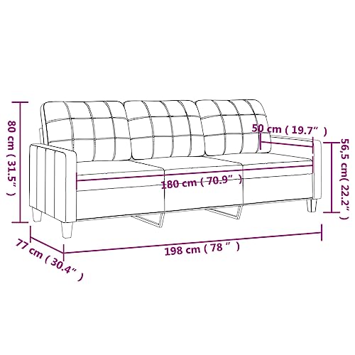 Festnight 3 Sitzer Sofa, Kunstleder Kleines Couch, Modern 3er Gästesofa mit Armlehne, Getuftetes Loveseat Sofas für Wohnzimmer/Schlafzimmer/Büro/Wohnung, 180 cm, Cappuccino-Braun – Bild 3