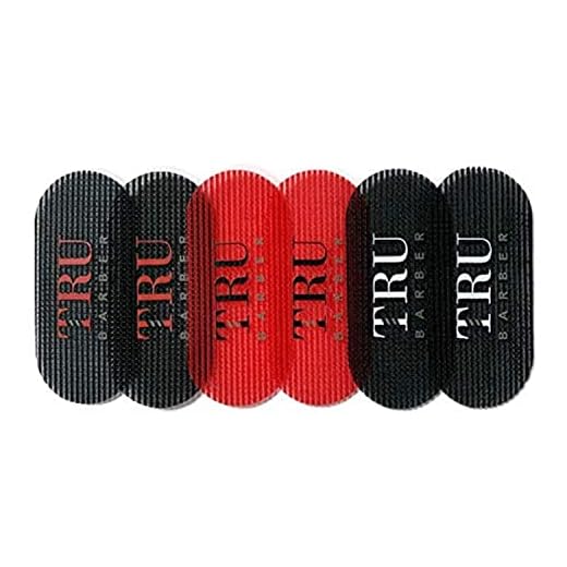 TRU BARBER HAIR GRIPPERS ® 3 COLORS BUNDLE PACK 6 PCS for Men and Women - Salon and Barber, Hair Clips for Styling, Hair holder Grips (Black/Red/Black)