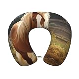 SDTYKHJ Bonita almohada de cuello de viaje de caballo marrón, cómoda almohada de espuma viscoelástica en forma de U para soporte de cabeza, almohadas de viaje para aviones, almohada portátil de viaje