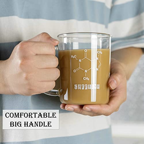 Caffeine Beaker Mug,16 oz Anti-dripping Borosilicate Caffeine Mug,Cool Coffee Mugs with Handle,Chemistry Mug,Measuring for Coffee,Tea,Hot and Cold Beverage - Image 5