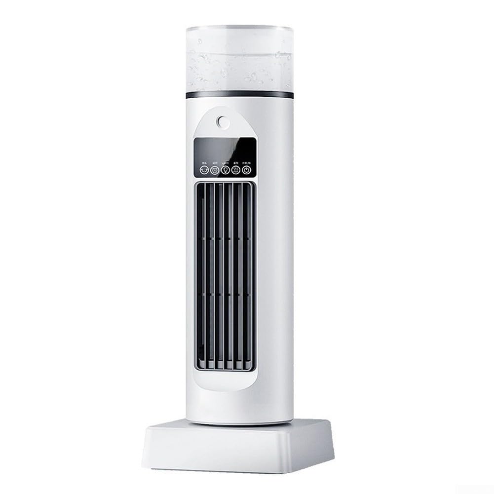 Ventilatore a torre senza lama con umidificatore a nebbia, raffreddatore d'aria USB da tavolo con telecomando, 6 velocità, oscillazione 120°, raffreddamento silenzioso per casa, ufficio, camera da