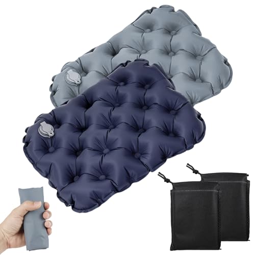 Qibivfo Sitzkissen Outdoor Aufblasbar 2 Stück Ultraleichtes Outdoor Sitzkissen Wasserdicht Faltbar Tragbare Sitzunterlage Outdoor für Camping Wandern Stadion Strand Angeln & Reisen