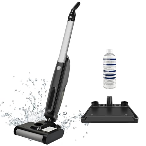 Aspirateur Laveur sans Fil 2 en 1, Balai Aspirateur Léger avec Écran LED, Fonction de Nettoyage Automatique, Réservoirs Doubles de 0.75L, Parfait pour les Salissures Collantes et les Sols Durs