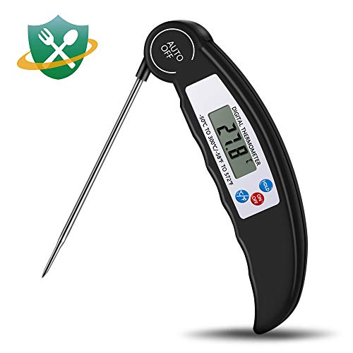 Preisvergleich Produktbild Digitale Küchenthermometer, Nasharia Haushaltsthermometer Kochthermometer mit langer Sonde, Sofort Lesbar LCD-Bildschirm, Korrosionsschutz Ideales Haushaltsthermometer für Küche Kochen