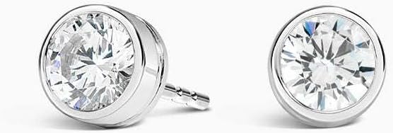 The Diamond Channel Certified LAB GROWN Bezel-Set Diamond Stud Earrings for Women in 14 Karat Gold, F-G Color/VS1-VS2 Clarity