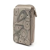 DFV mobile - Wielofunkcyjna nylonowa torba w pionowe paski z zamkiem błyskawicznym i karabińczykiem do Maxwest Orbit Z50 - beżowa (16 x 9,5 cm)