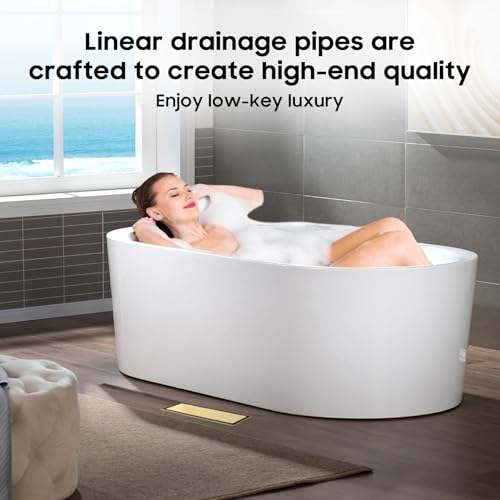 Image of DLONE Linear Shower Drain - 18 Inch Brushed Gold, with Tile Insert Panel