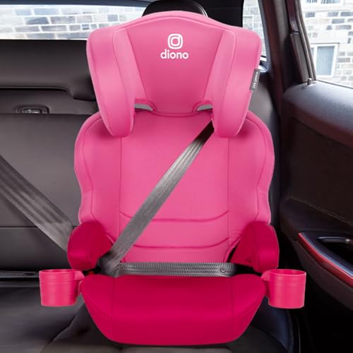 Image of Diono Everett NXT High Back Booster Car Seat with Rigid Latch, Lightweight Slim Fit Design, 8 Years 1 Booster Seat, Pink Cotton Candy