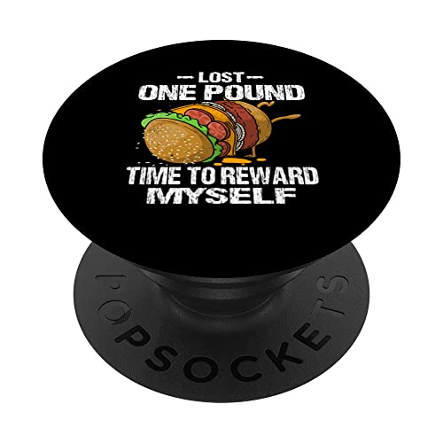 Lost One Pound - Funny Burger PopSockets Swappable PopGrip, Black