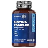 Biotina Complex para un Año de Suministro de Alta Potencia y Alta Pureza - Nuestra alta dosis de biotina 10000 mcg por comprimido diario está enriquecido con múltiples minerales. Con este complejo de vitamina B para el metabolismo, el cabello, las uñas y la piel conseguirá 365 días de suministro de comprimidos de la vitamina B7. Además es perfecto tanto para hombres como para mujeres.