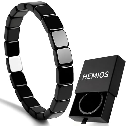 Hemios Hematite Bracelet Men - Reignites Masculine Energy, Natural Hematite Stone Beaded Stretch...