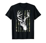 Whitetail Buck Deer Hunting USA Camouflage American Flag T-Shirt