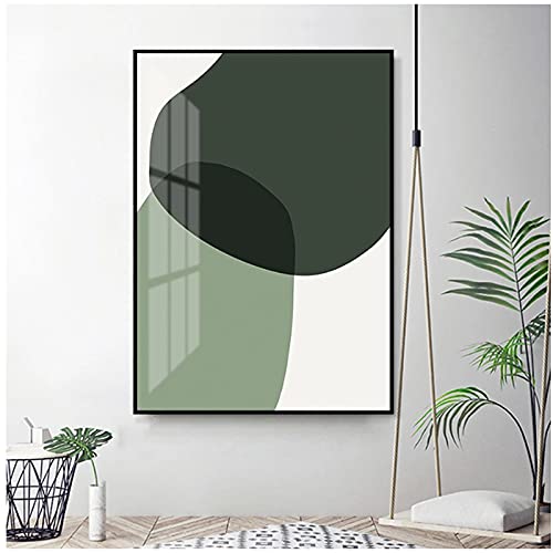 ZXYFBH-Cuadros Decoracion Salon modernos15.7x23.6in(40x60cm) x1pcs No Frame Moderno Abstracto geométrico Verde Lienzo Pintura Pared Arte Imagen Cartel impresión Dormitorio decoración para el hogar Cover