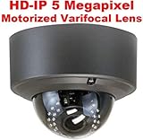 GW Security 5 Megapixel 2592 x 1920 Pixel 4X Optical Zoom Outdoor PoE 1920P Security Dome IP Camera with 2.8-12mm Varifocal Motorized Zoom Len and 30Pcs IR LED up to 80FT IR Distance