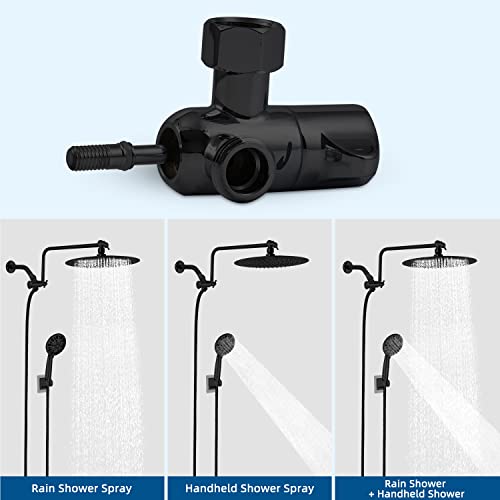 Rain Shower Head With Handheld, 12” High Pressure Rainfall Shower Head With Adjustable Extension Arm Connected To 3-Way Diverter, 7 Settings Handheld Shower Head Combo, 71” Hose, Matte Black #TOP1