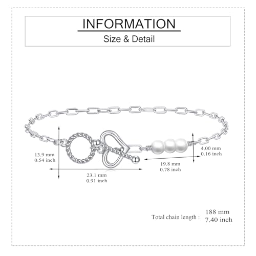 Pulsera de plata de ley 925 con forma de corazón para mujer 4