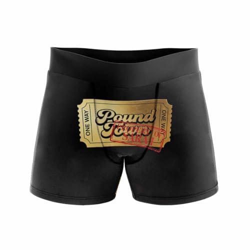 Konijoyce Personalized Pound Town Boxer Briefs - Custom Name Funny Valentine's Gift for Him - Golden Ticket Underwear
