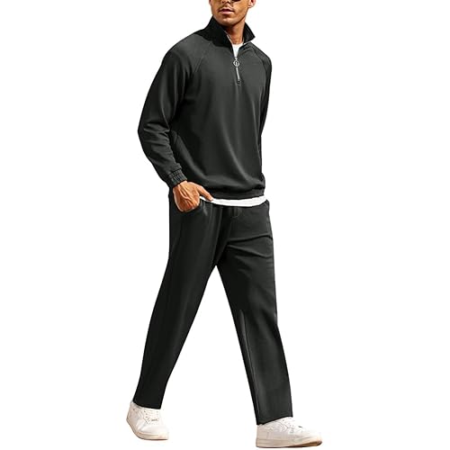 COOFANDY Men's Tracksuit 2 Piece Relaxed Fit Half-zip Sweatsuits Athletic Running Jogging Suit Sets