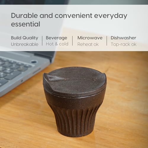 Image of Eha Earth Friendly Rafter Coffee Mug with Lid | Tea Cup Set | 175 ml | Made with Rice Husk | Microwave Safe Mugs for Gifting | 4 Unit | Coffee