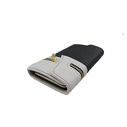 Tcd For Apple Iphone 6 6S [4.7 Inch Device Only] Elegant Zipper Case Pu Leather Wallet [White Black] Plastic Shell With Pu Leather Outside [Free Screen Protector And Stylus Pen] #TOP5