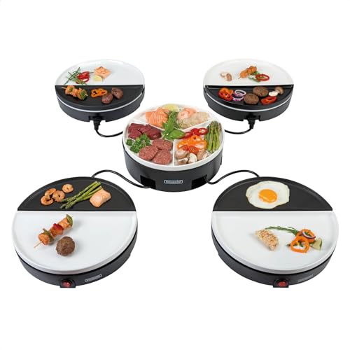 Chef's Dinnerparty - Raclette Grill weiß - Elektrogrill - Innengrills & raclettes - Gourmet-Set für 4 bis 5 Personen - Vollständig spülmaschinenfest - Inklusive Aufbewahrungstasche