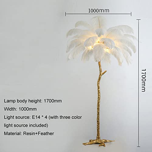 Lámpara de pie de plumas decorativa para iluminación de dormitorio de 120cm 5