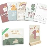 HuBorns - 46 Carte di Complimese Neonato per Ricordare i Momenti Speciali, Milestone Baby Cards con.