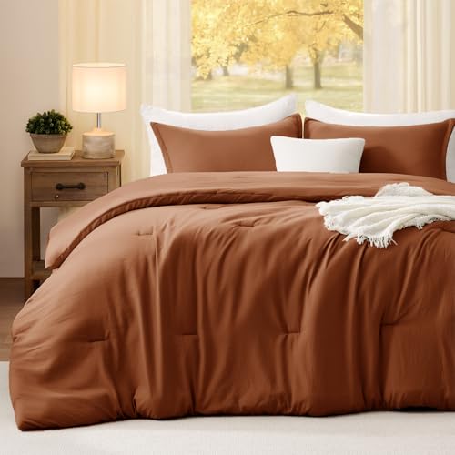 Quataly Bettwäsche-Set für King-Size-Bett, Terrakotta, 3-teilig, weich, leicht, atmungsaktiv, für alle Jahreszeiten, King-Size-Bett (261 x 228 cm Bettdecke und 2 Kissenbezüge)