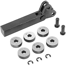 7pcs Steel Wheel Knurling Tool Set with Diagonal Linear Knurl Wheel 0.5 1 2mm Pitch, Diagonal Wheel Linear Knurl Set Lathe Cutter Machine,Abrasives